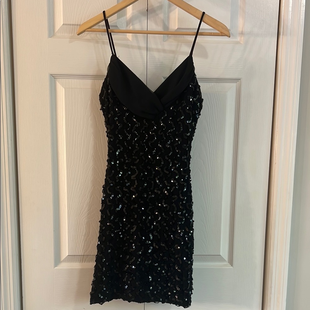 1990’s Vintage Black Sequin Mini Dress